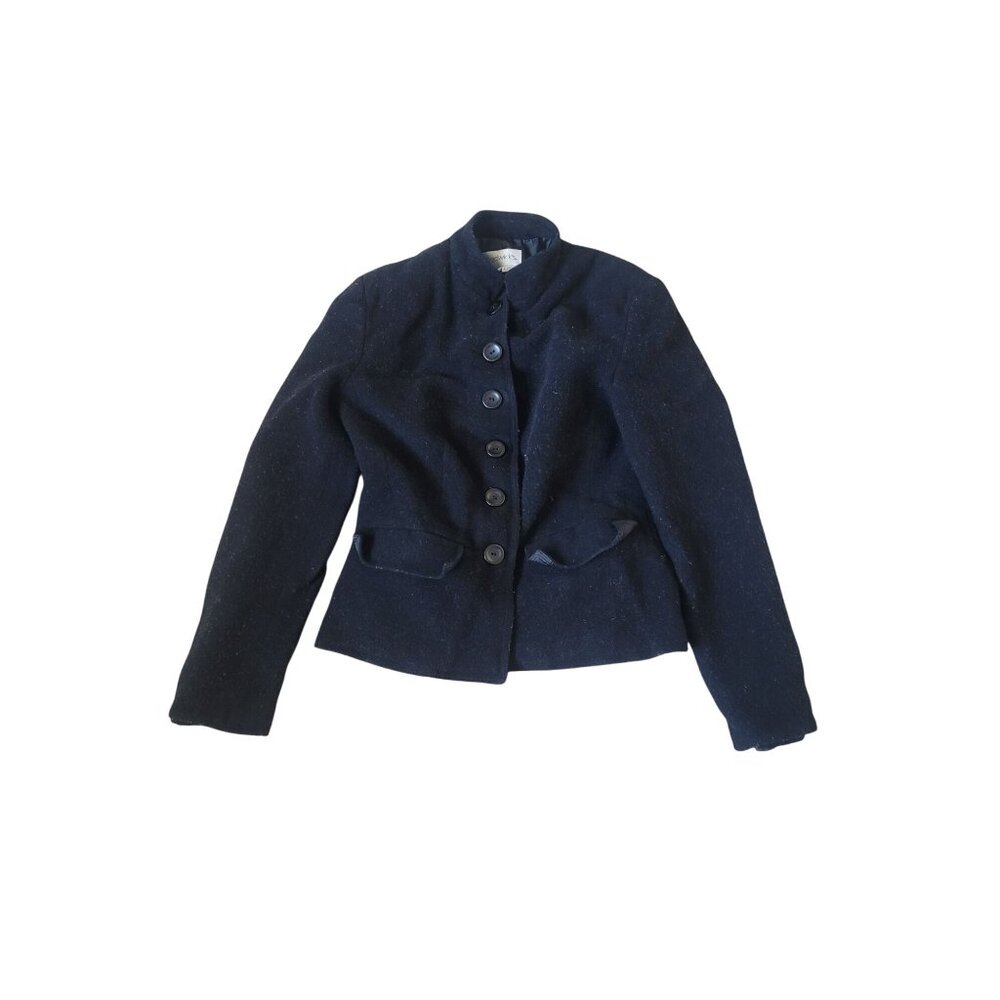 Chadwicks Womens Black Wool Cashmere Size 6 Button Jacket Racing Old Money